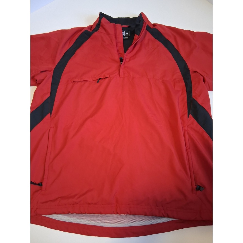 Adidas Climaproof 1/4 Zip Windbreaker Jacket Men's L Short Sleeve Red Golf